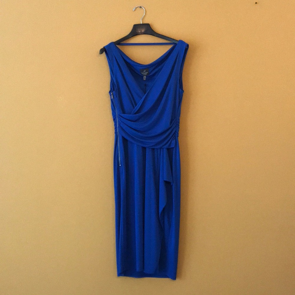 Blue midi dress.